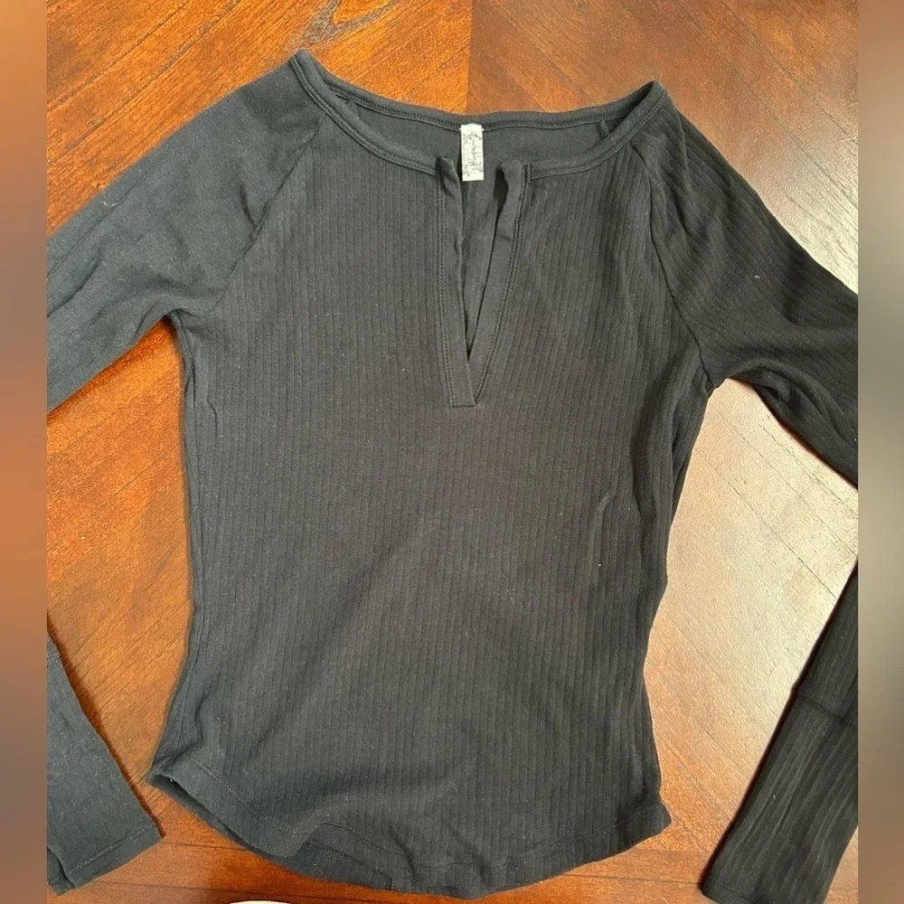 Free People Black Long Sleeve Blouse size S